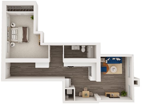 Floor plan for 1 bed, 1 bath, 998 sqft